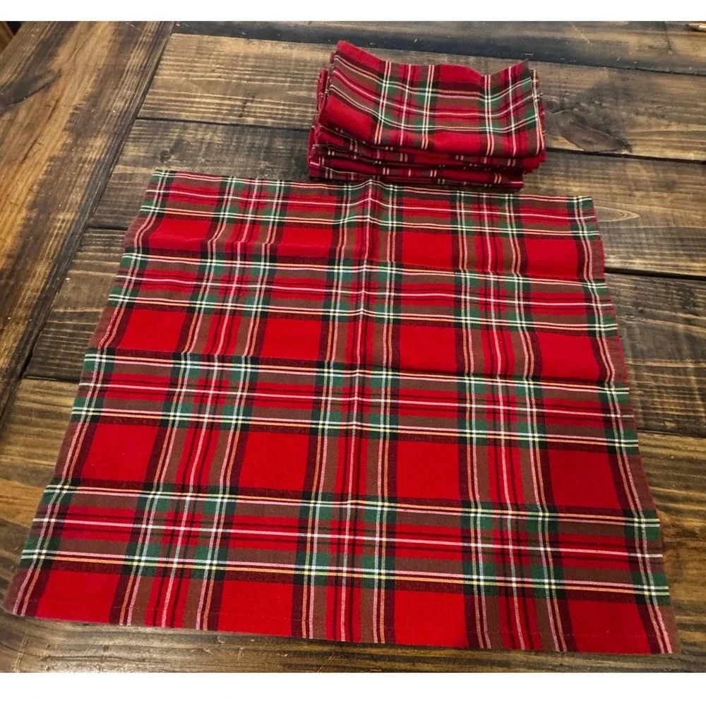 Cloth Napkins Red Plaid Set of 8 Holiday Christmas Table Decor